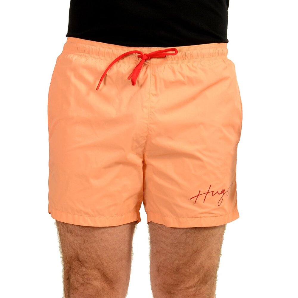 Hugo Boss Men's "PAOL" Pink Logo Print Swim Board Shorts US M IT 50